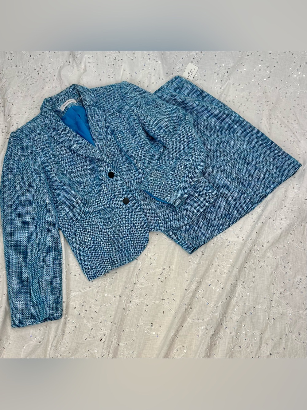 Calvin Klein Petite Cotton Tweed 2 Piece Pencil Skirt Suit 14P & 16P NWT
